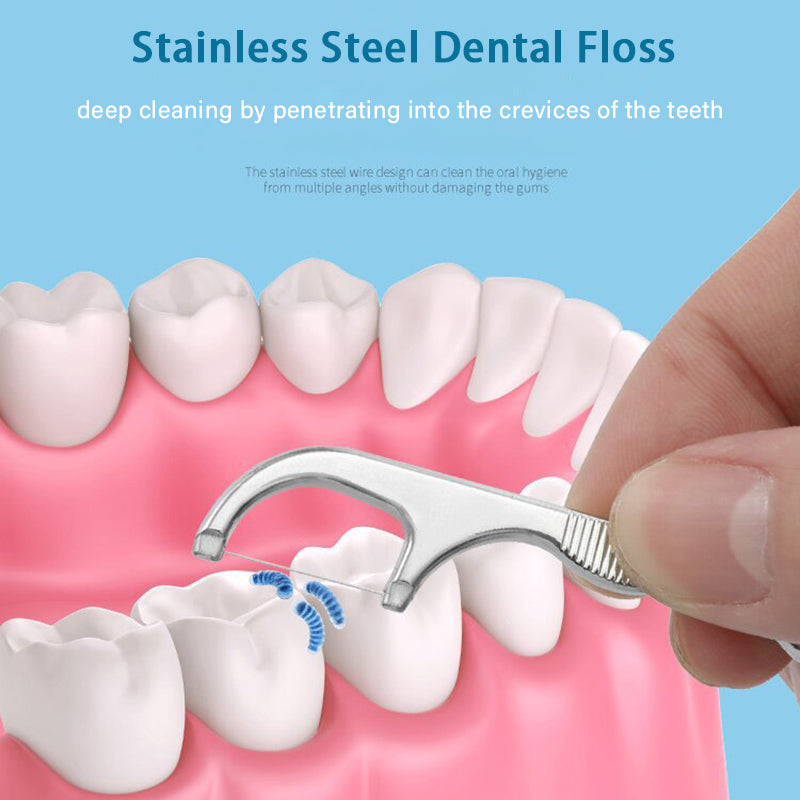 7pcs Reusable Stainless Steel Toothpick & Floss Set by HitMyNeed