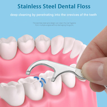 7pcs Reusable Stainless Steel Toothpick & Floss Set by HitMyNeed