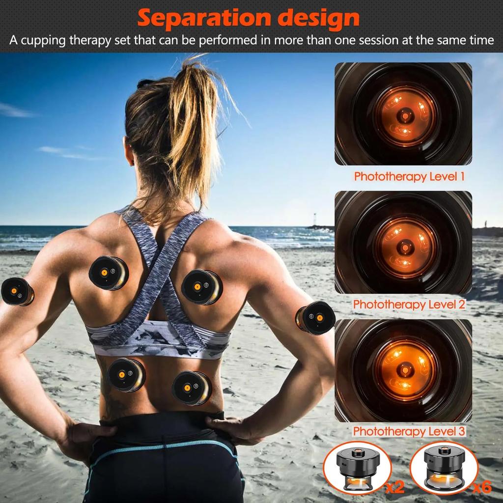 8 Cups Electric Cupping Massager with EMS & Gua Sha by HitMyNeed