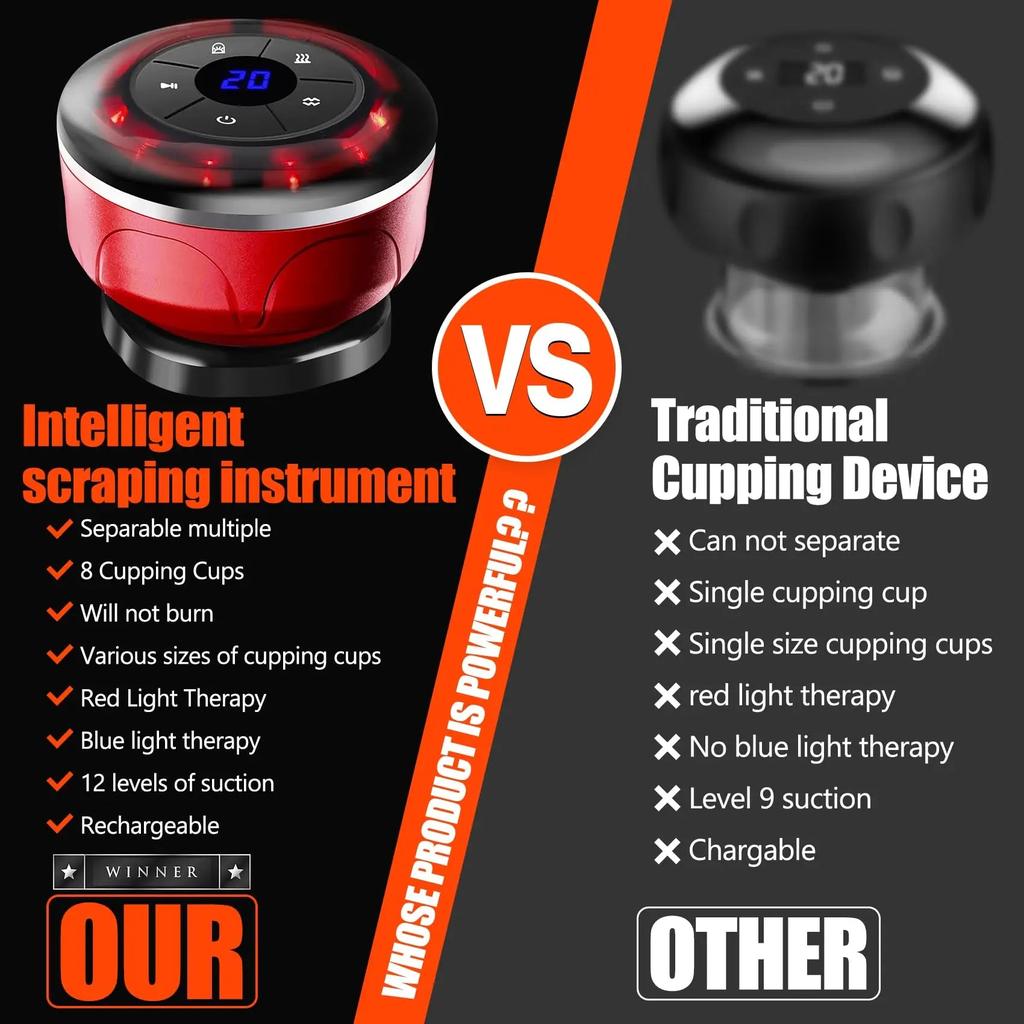 8 Cups Electric Cupping Massager with EMS & Gua Sha by HitMyNeed