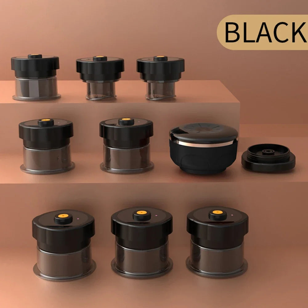 8 Cups Electric Cupping Massager with EMS & Gua Sha black by HitMyNeed