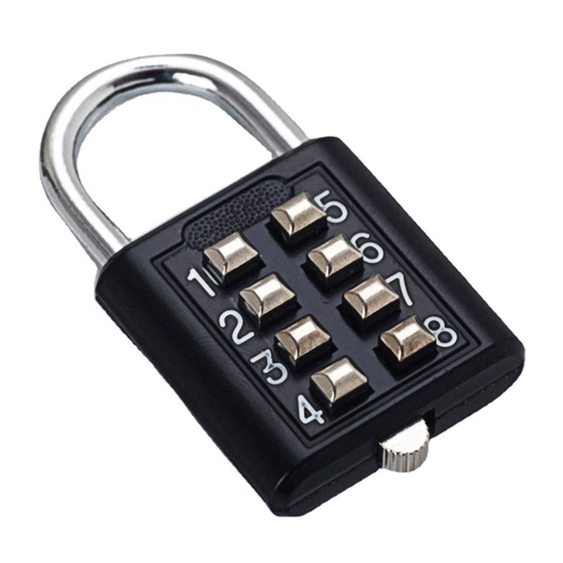 8-Digit Combination Zinc Alloy Padlock for Luggage black by HitMyNeed