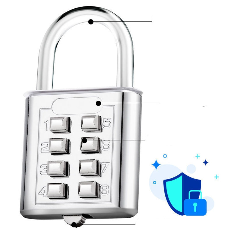 8-Digit Combination Zinc Alloy Padlock for Luggage silver by HitMyNeed