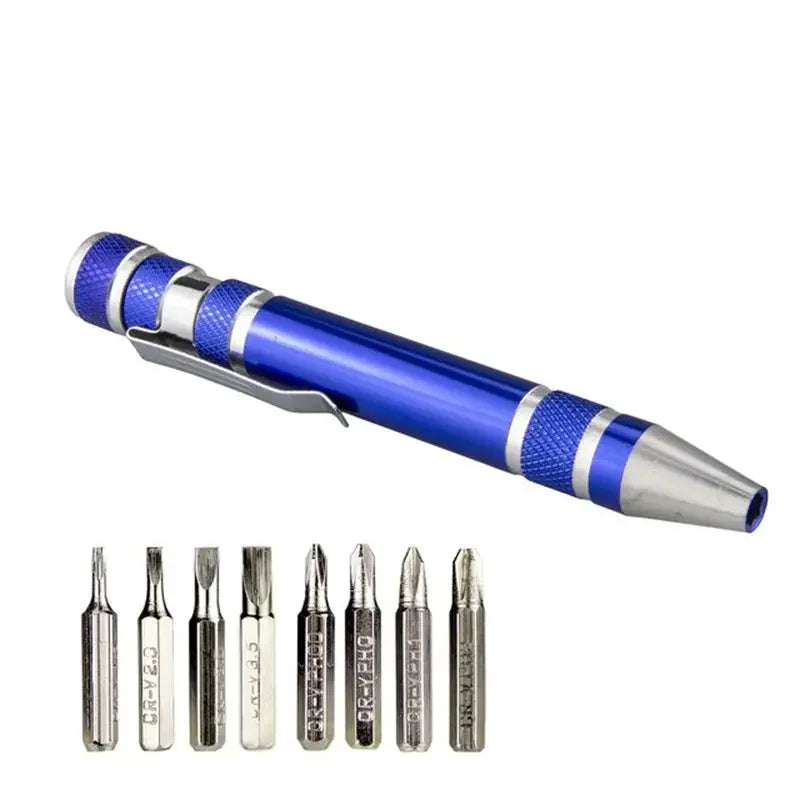8-in-1 Aluminum Alloy Screwdriver Pen with Bits blue by HitMyNeed