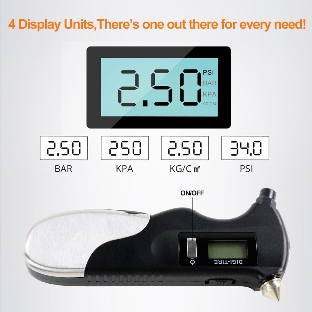 8-in-1 Digital Tire Pressure Gauge & Safety Tool by HitMyNeed