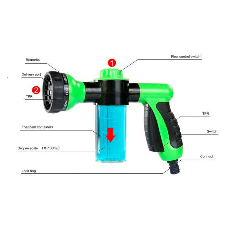 8-in-1 Foam Garden & Car Wash Spray Gun by HitMyNeed