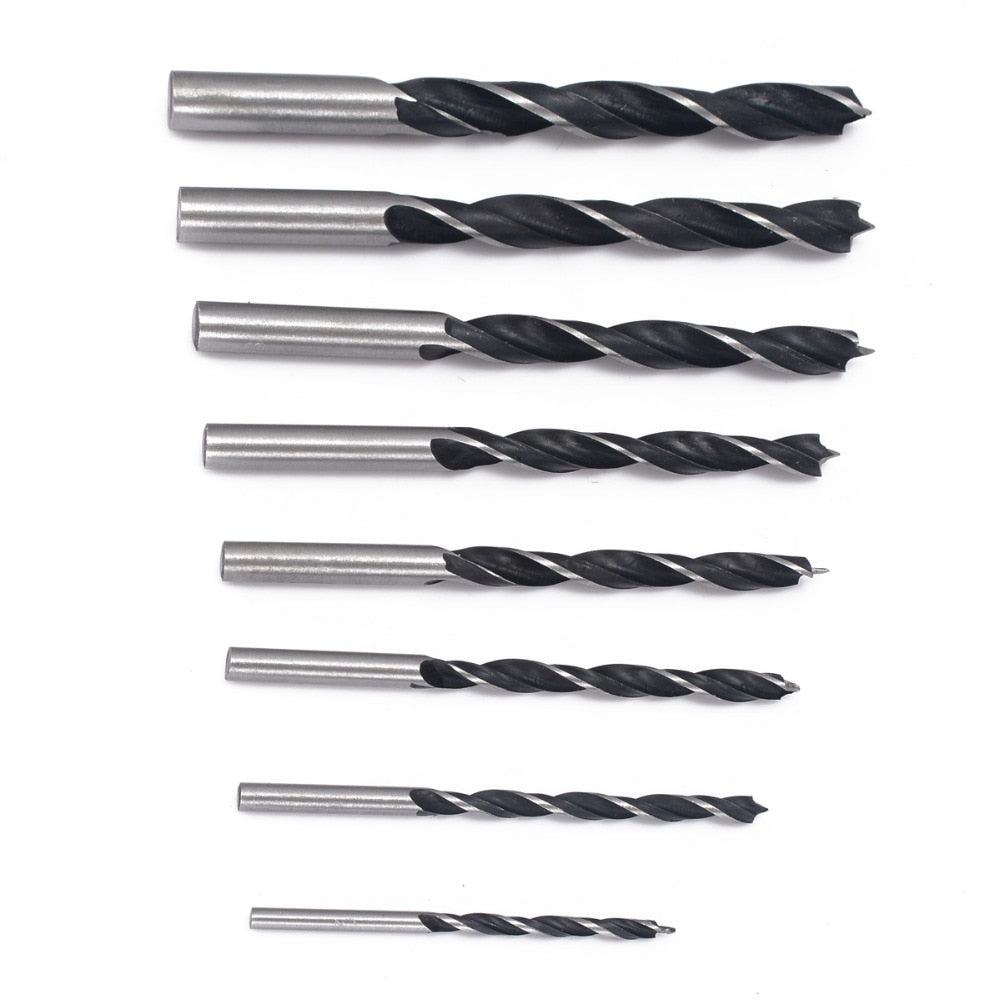 8‑Piece High Carbon Steel Wood Twist Drill Bit Set by HitMyNeed