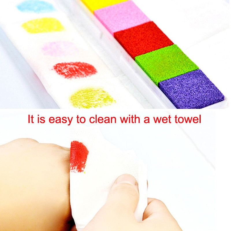 8-Piece Washable Finger Paint Stamp Pad Set for Kids by HitMyNeed
