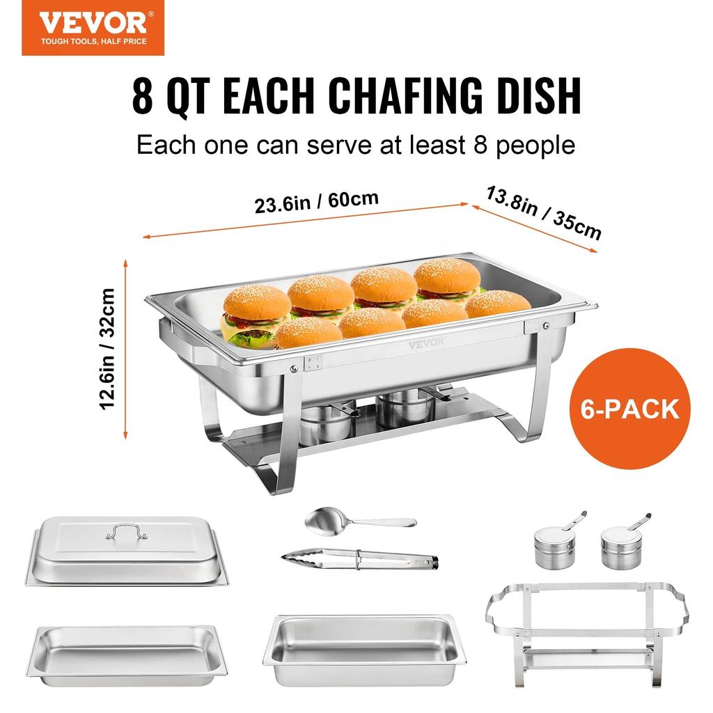 8 Qt Rectangle Chafing Dish Set with Folding Stand by HitMyNeed