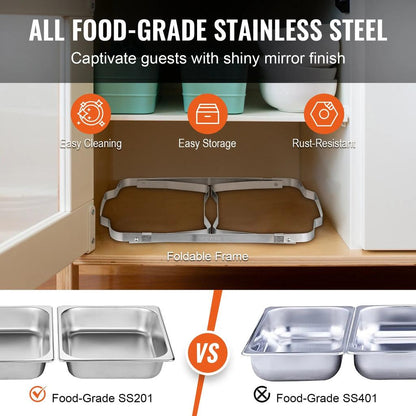 8 Qt Rectangle Chafing Dish Set with Folding Stand by HitMyNeed