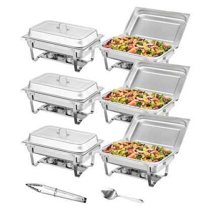8 Qt Rectangle Chafing Dish Set with Folding Stand 4-packs by HitMyNeed