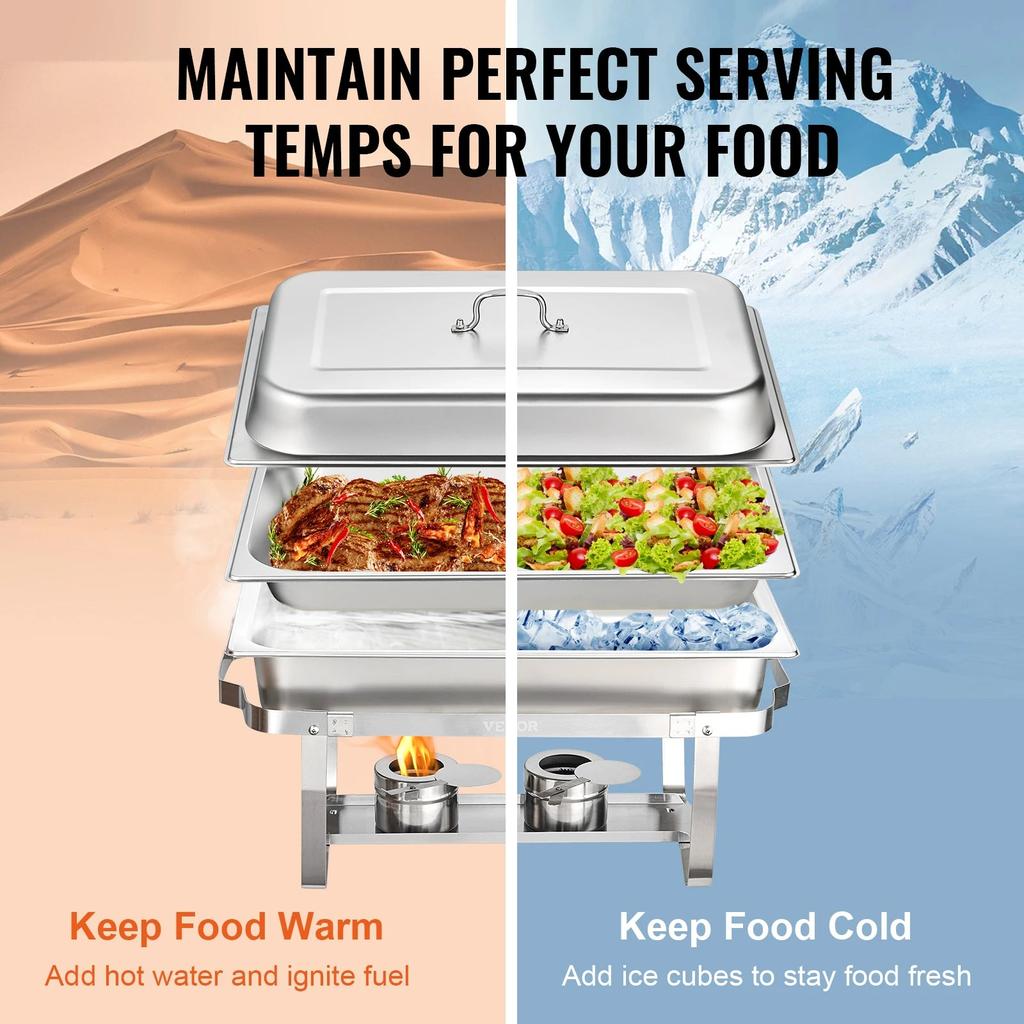 8 Qt Rectangle Chafing Dish Set with Folding Stand by HitMyNeed