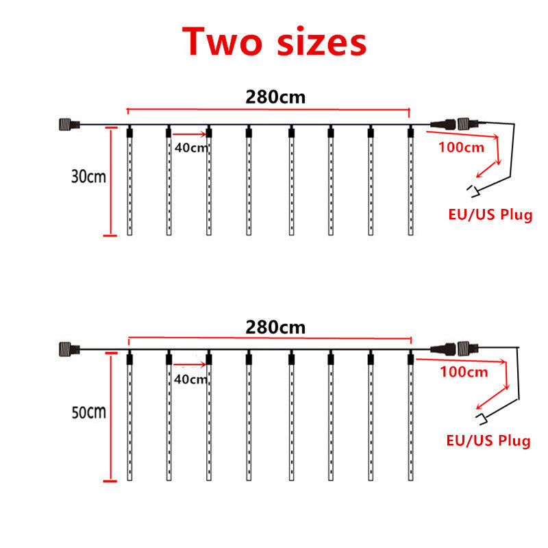 8-Tube LED Meteor Shower Rain Lights 30cm IP65 by HitMyNeed
