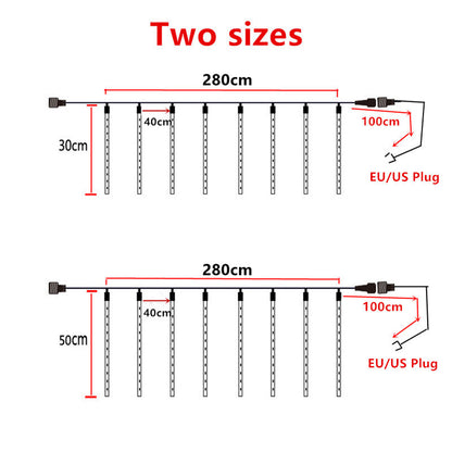 8-Tube LED Meteor Shower Rain Lights 30cm IP65 by HitMyNeed