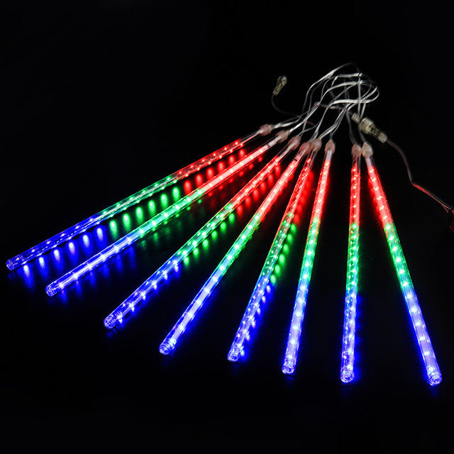 8-Tube LED Meteor Shower Rain Lights 30cm IP65 multicolor by HitMyNeed