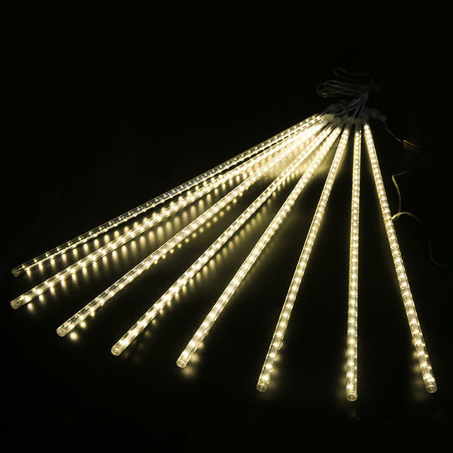 8-Tube LED Meteor Shower Rain Lights 30cm IP65 warm-white by HitMyNeed