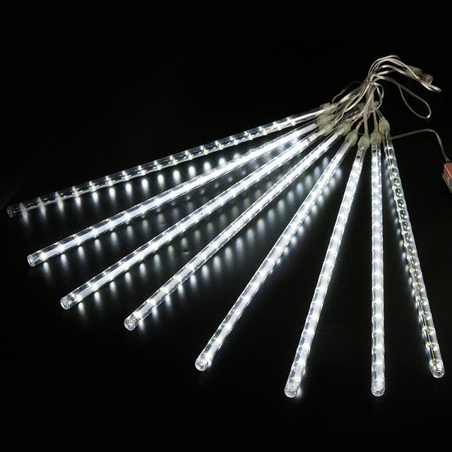 8-Tube LED Meteor Shower Rain Lights 30cm IP65 white by HitMyNeed