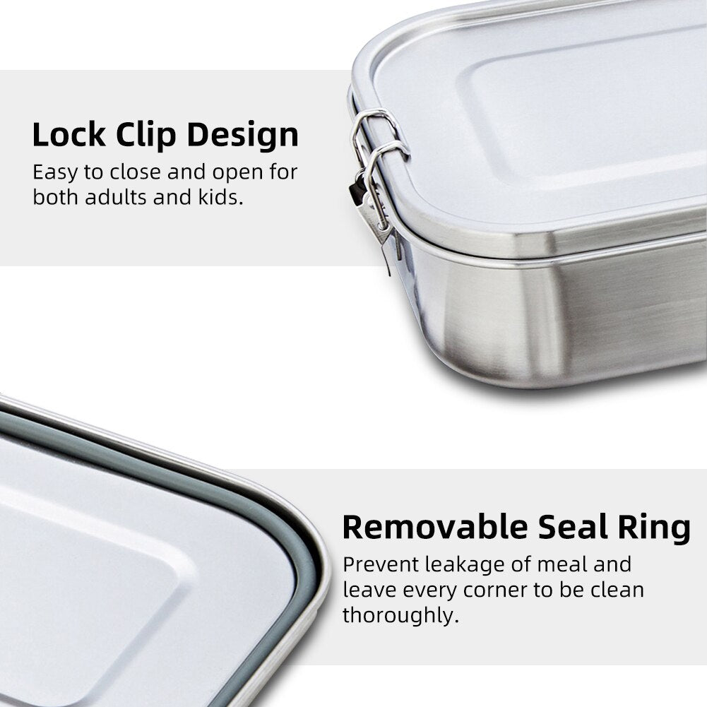 800ml Leakproof Stainless Steel Bento Lunch Box by HitMyNeed