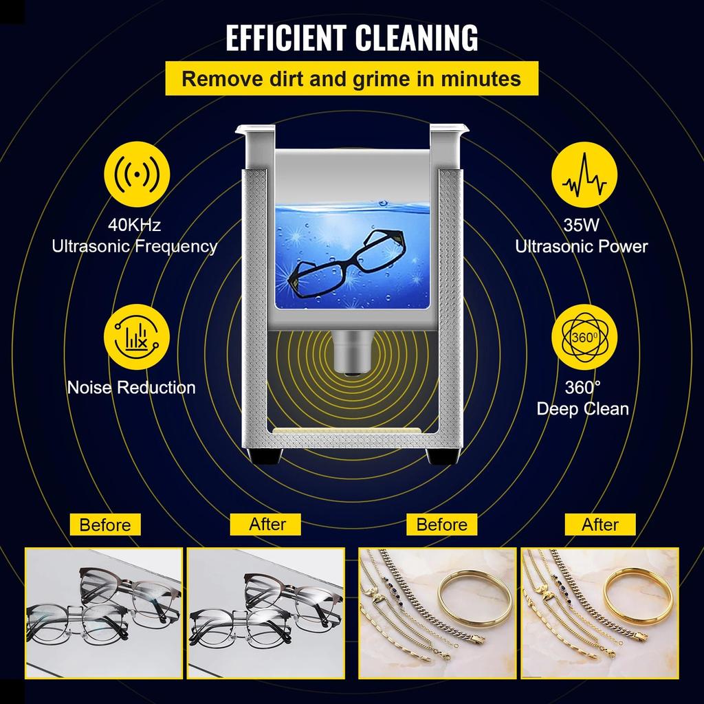 800ml Ultrasonic Cleaner 35W Portable Sonic Washer by HitMyNeed