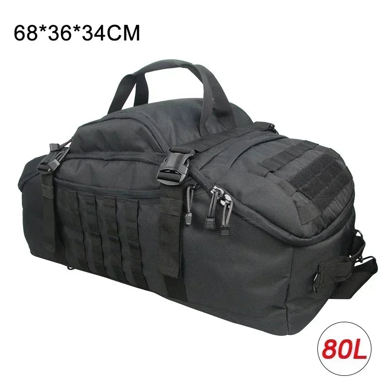 80L Tactical Mountaineering Backpack & 3-Way Duffle 80l-black by HitMyNeed