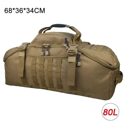80L Tactical Mountaineering Backpack & 3-Way Duffle 80l-brown by HitMyNeed