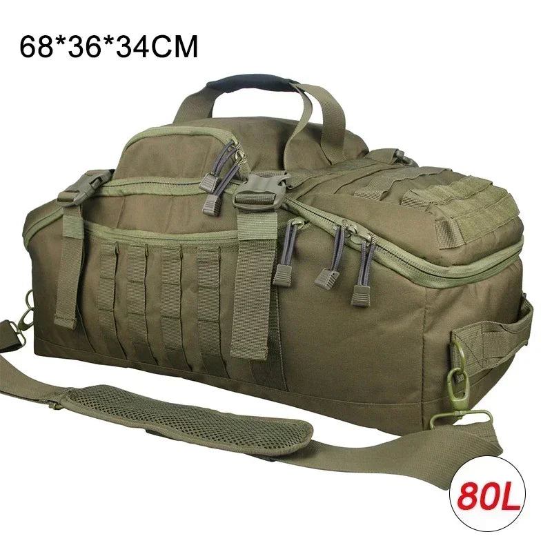 80L Tactical Mountaineering Backpack & 3-Way Duffle 80l-od-green by HitMyNeed