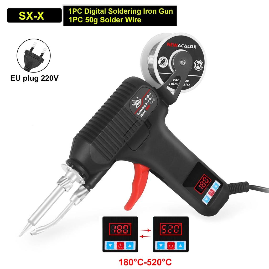 80W Digital Soldering Iron Gun with Auto Tin Feed Black by HitMyNeed