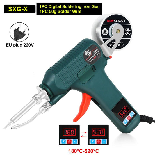 80W Digital Soldering Iron Gun with Auto Tin Feed Green by HitMyNeed