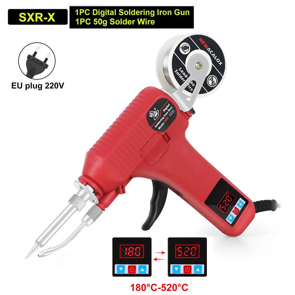 80W Digital Soldering Iron Gun with Auto Tin Feed Red by HitMyNeed