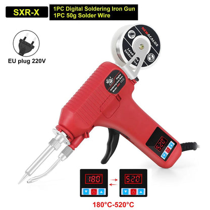 80W Digital Soldering Iron Gun with Auto Tin Feed Red by HitMyNeed