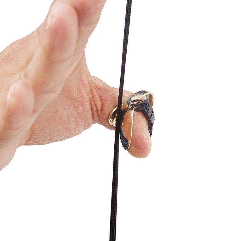 Brass Archery Thumb Ring with Pad and String