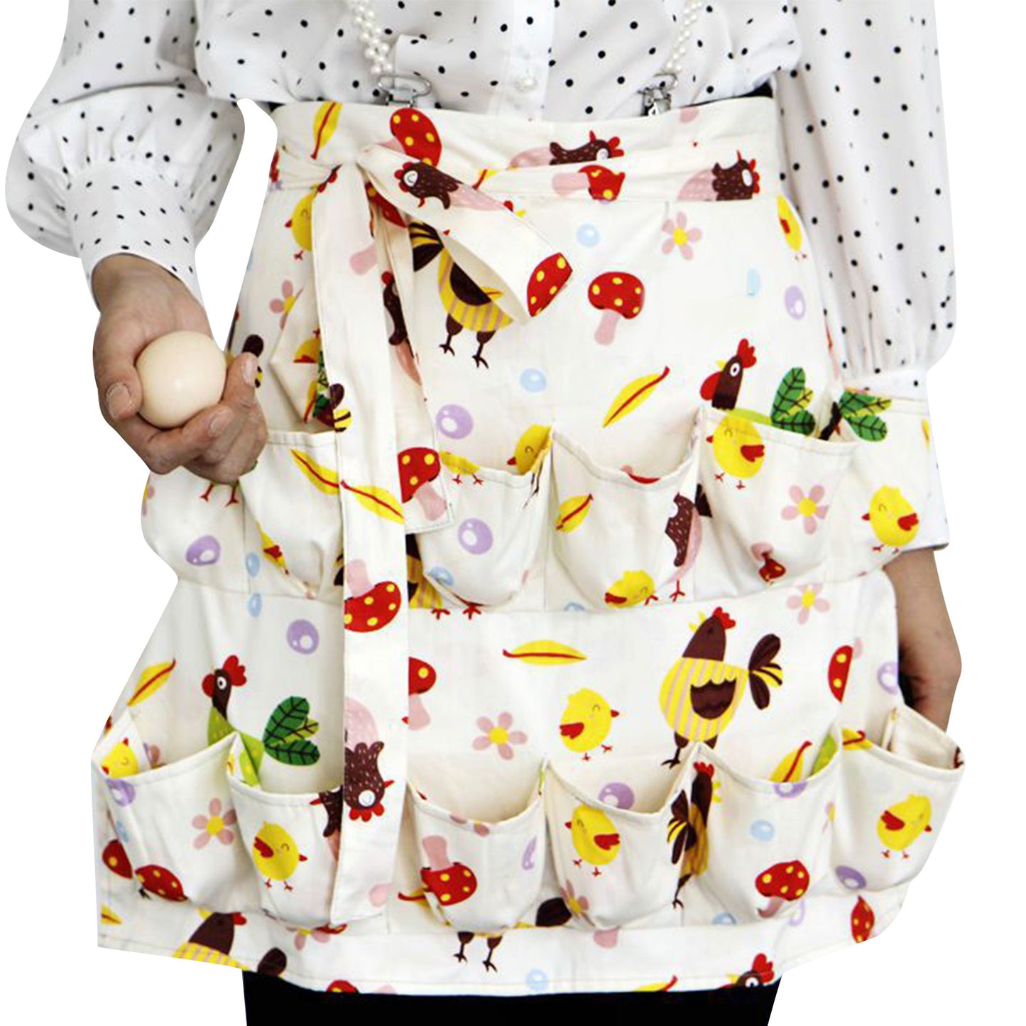 Multi-Pocket Egg Collecting Apron with Secure Pouches