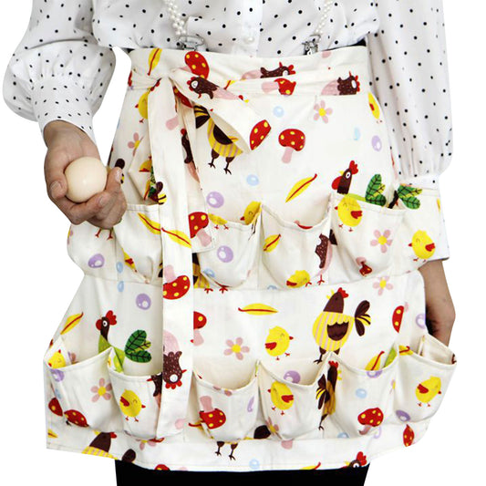 Multi-Pocket Egg Collecting Apron with Secure Pouches