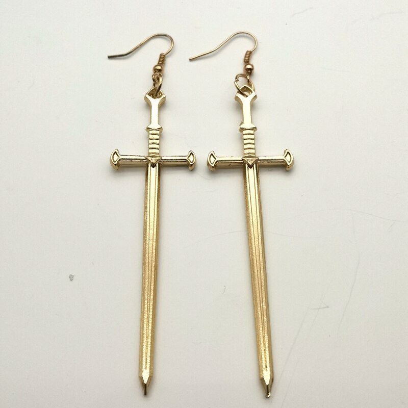 Long Gothic Sword Dangle Earrings for Women