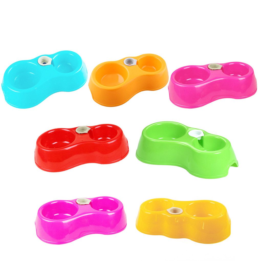 Plastic Double Dog Bowl Feeder with Water Dispenser