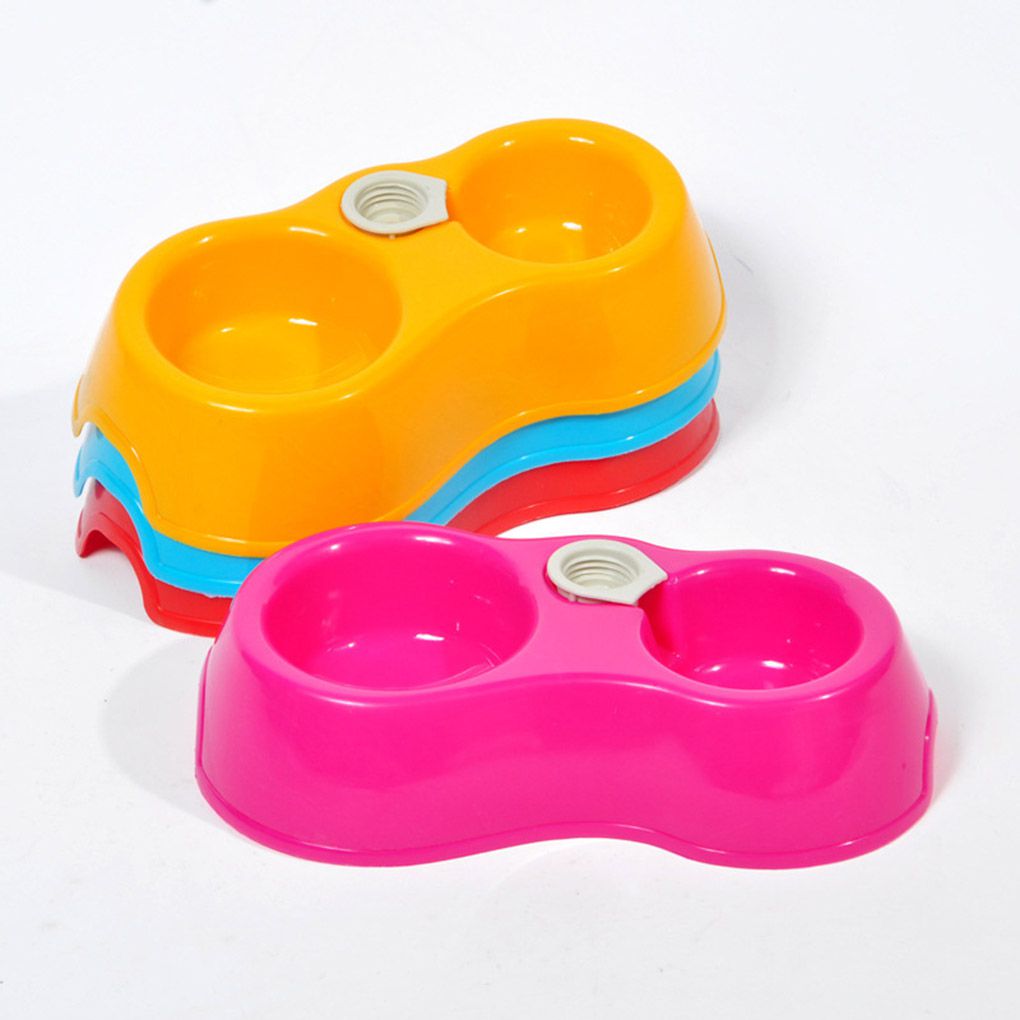 Plastic Double Dog Bowl Feeder with Water Dispenser