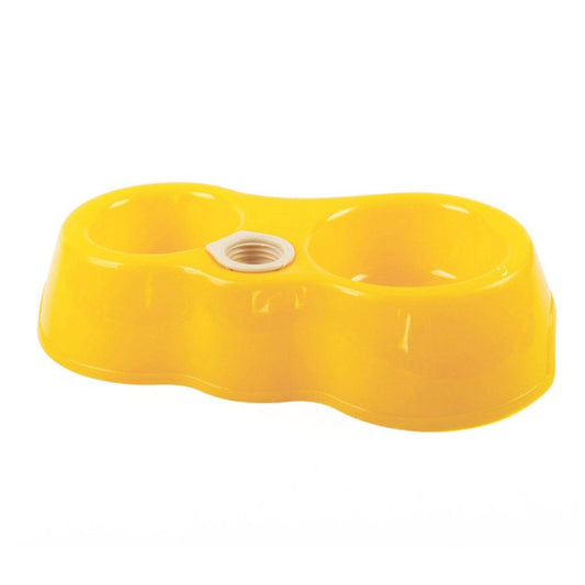 Plastic Double Dog Bowl Feeder with Water Dispenser