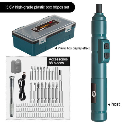 88pcs Mini USB Cordless Electric Screwdriver Set 3.6V green-88pcs-set by HitMyNeed