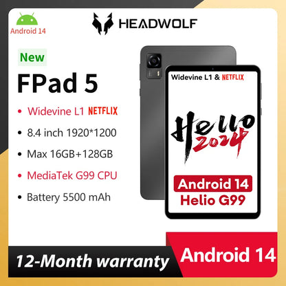 8.4" Android 14 Tablet, G99, 16GB RAM, 128GB UFS2.1 by HitMyNeed