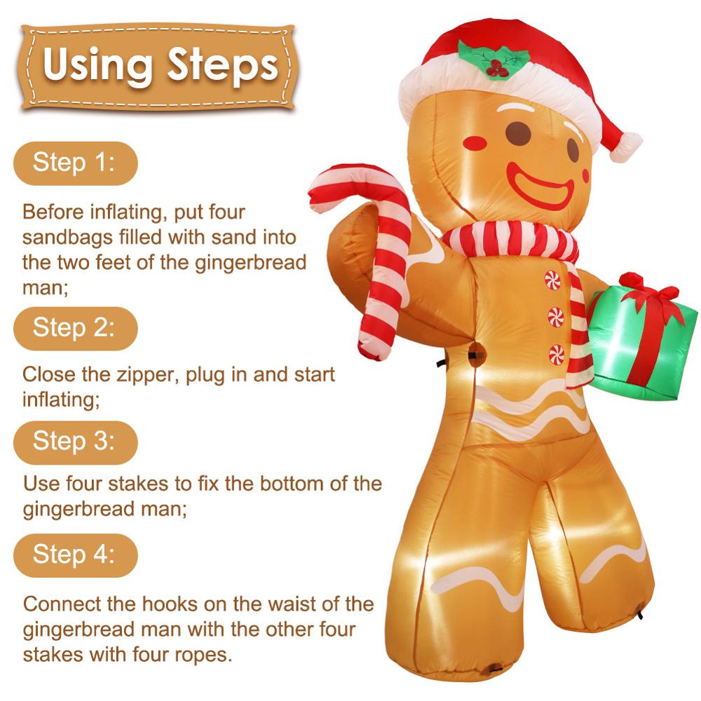 8ft Inflatable Gingerbread Man Christmas Decoration by HitMyNeed