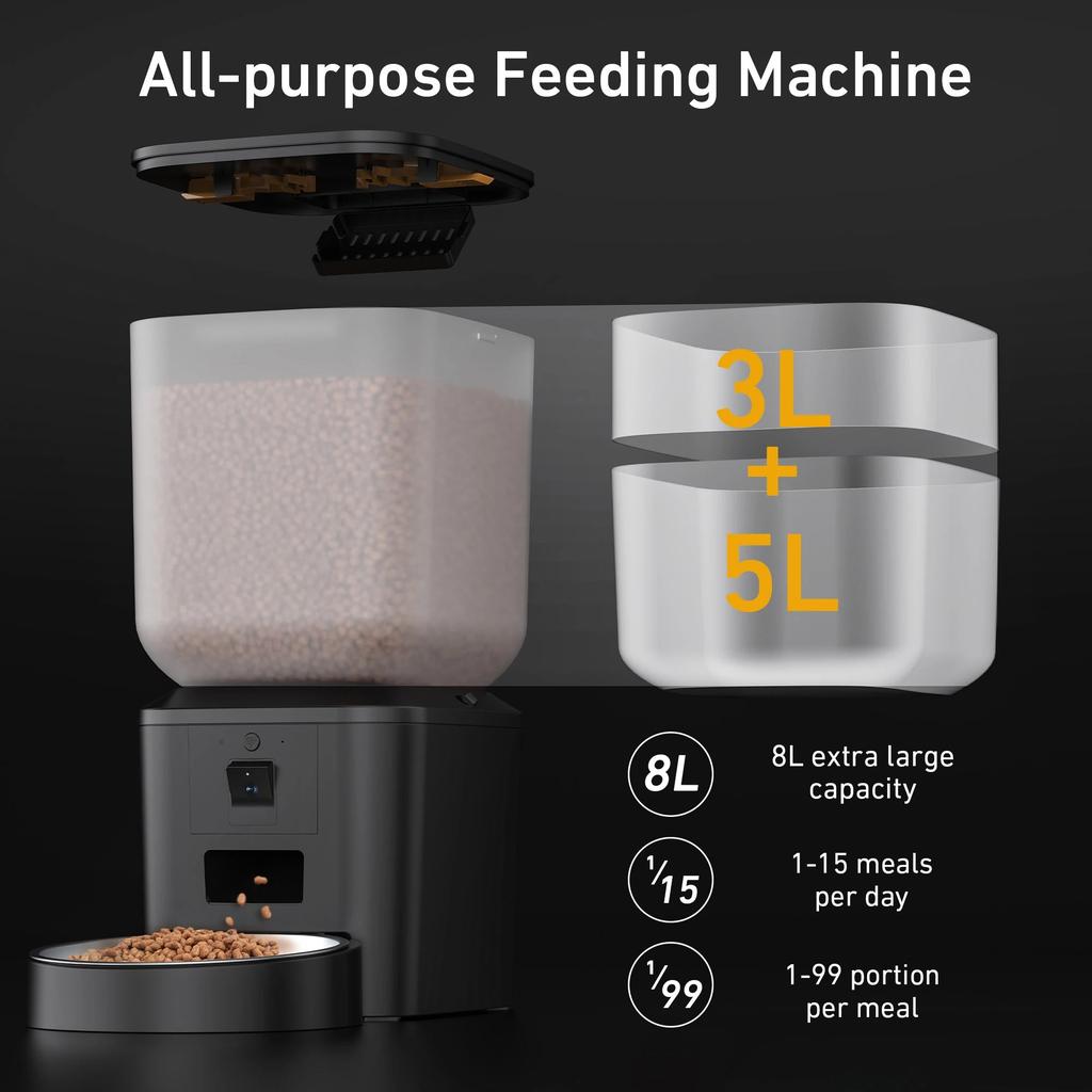 8L Automatic Cat Feeder with 1080p WiFi Camera by HitMyNeed