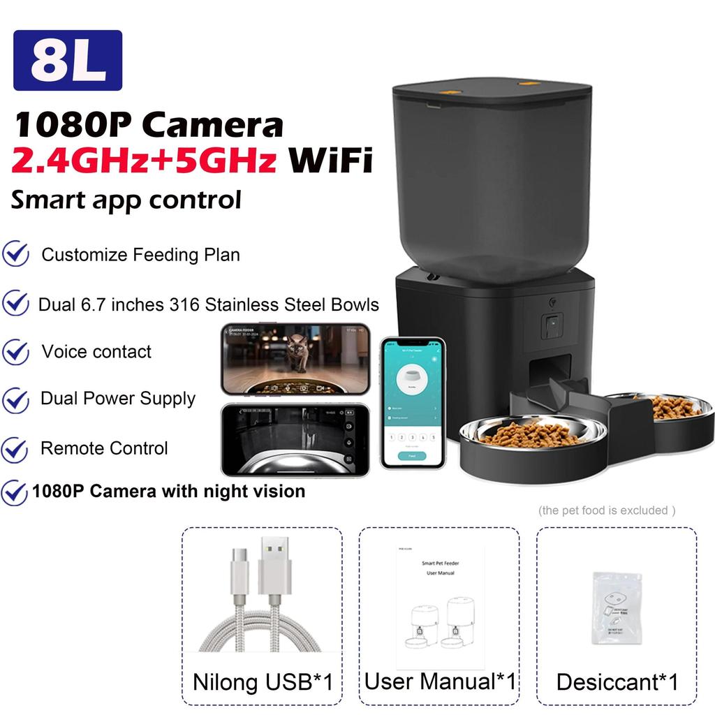 8L Automatic Cat Feeder with 1080p WiFi Camera by HitMyNeed