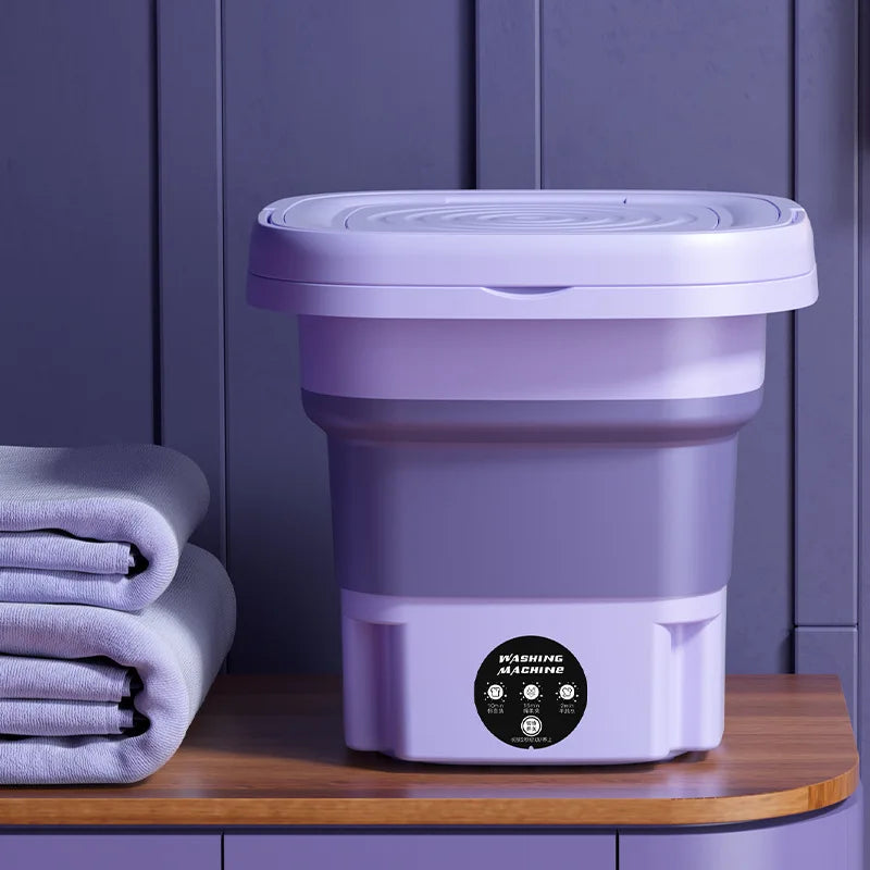 8L Foldable Mini Washing Machine with Spin Dryer purple us by HitMyNeed