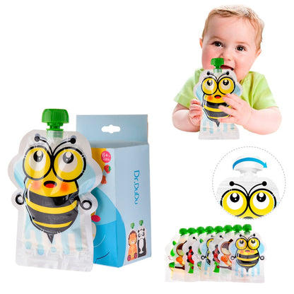 8pcs Reusable Baby Food Pouches with Caps 150ml by HitMyNeed