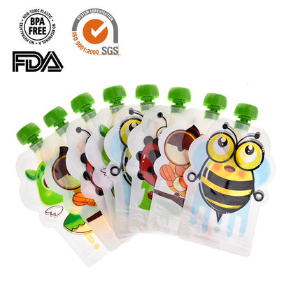 8pcs Reusable Baby Food Pouches with Caps 150ml by HitMyNeed