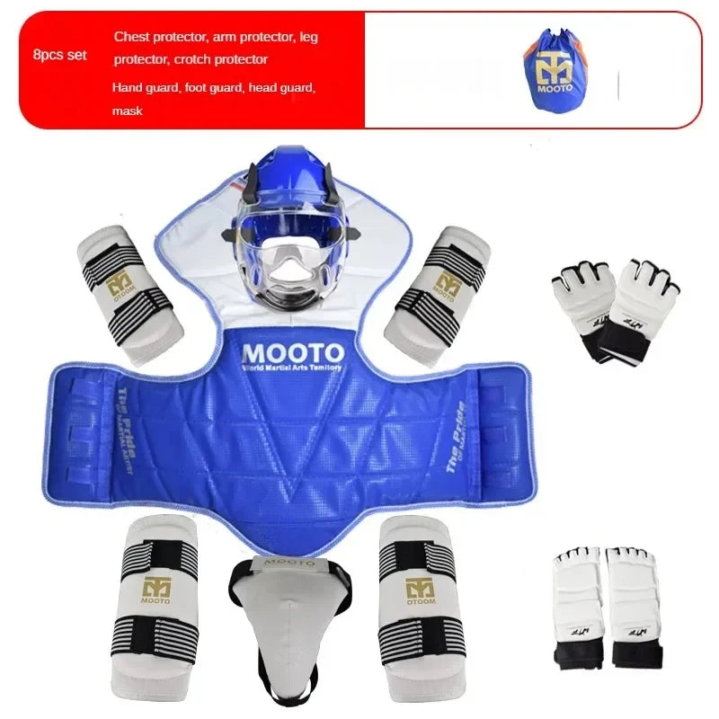 8pcs Taekwondo Protective Gear Set for Combat & Training blue-8pcs-set size-1-110-130cm by HitMyNeed