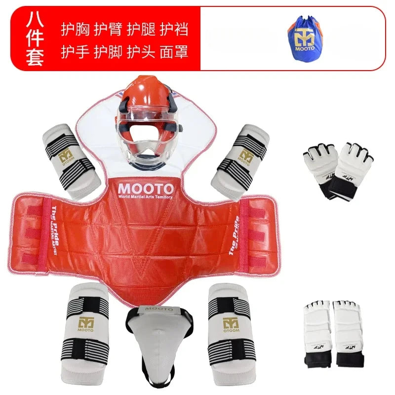 8pcs Taekwondo Protective Gear Set for Combat & Training red-8pcs-set zise-4-160-170cm by HitMyNeed