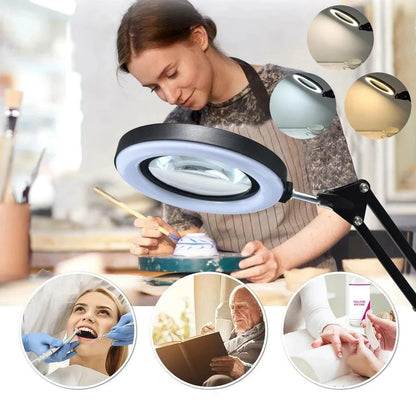 8X LED Magnifying Lamp with Clamp and 3 Color Modes by HitMyNeed