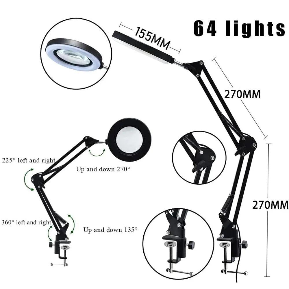 8X LED Magnifying Lamp with Clamp and 3 Color Modes by HitMyNeed