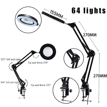 8X LED Magnifying Lamp with Clamp and 3 Color Modes by HitMyNeed